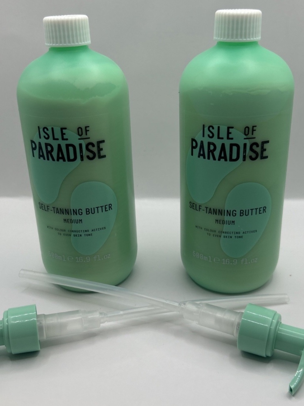 2x Isle Of Paradise Self Tanning Butter Hello Golden Glow 16.9 Fl Oz New + Pump